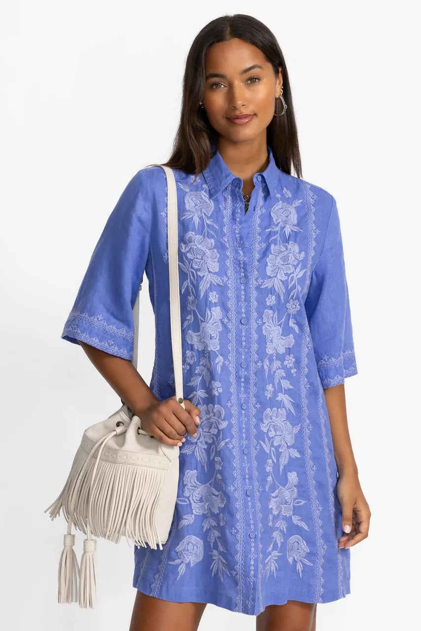 KIMONO SLEEVE LINEN SHIRT DRESS