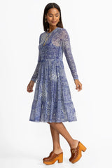 LONG SLEEVE MESH TIERED DRESS