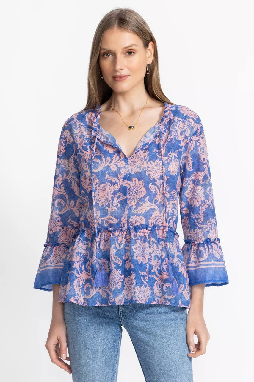 FLORENTINA RUFFLE LAKE BLOUSE