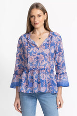 FLORENTINA RUFFLE LAKE BLOUSE