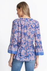 FLORENTINA RUFFLE LAKE BLOUSE
