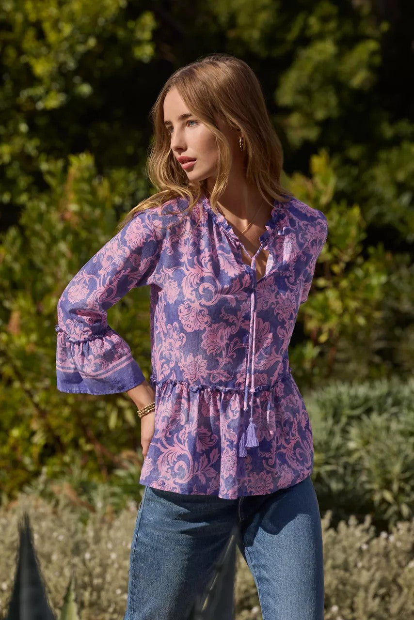 FLORENTINA RUFFLE LAKE BLOUSE