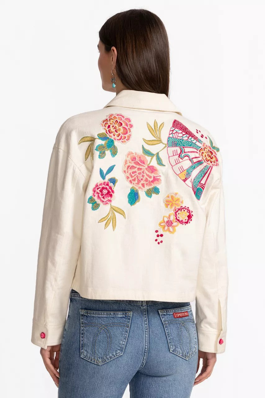 CROCHET CROPPED DENIM JACKET