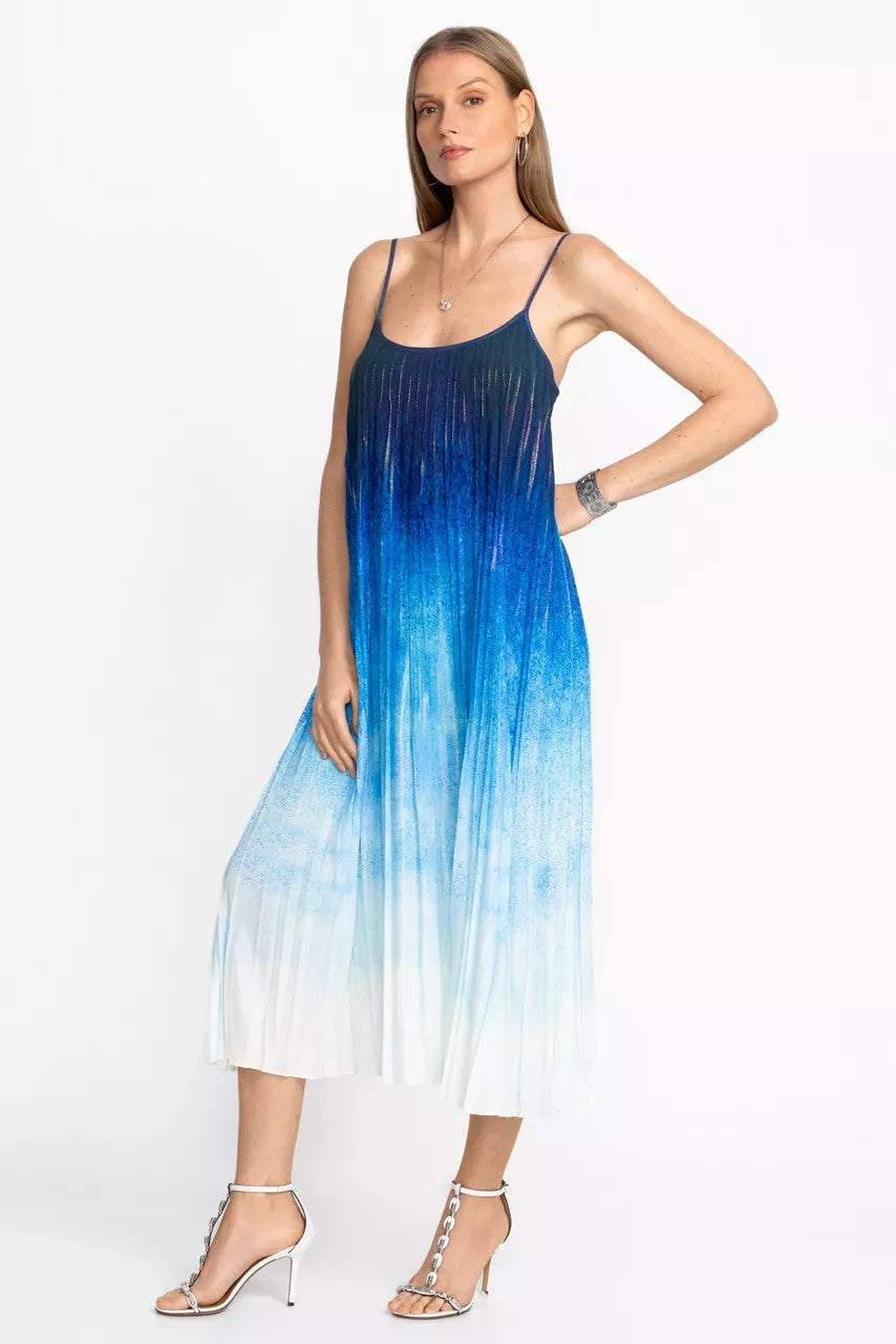 TYE PLEATED MIDI DRESS