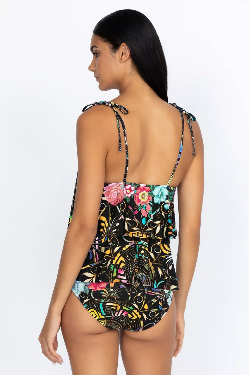 Floral Peace Tie Tankini Top