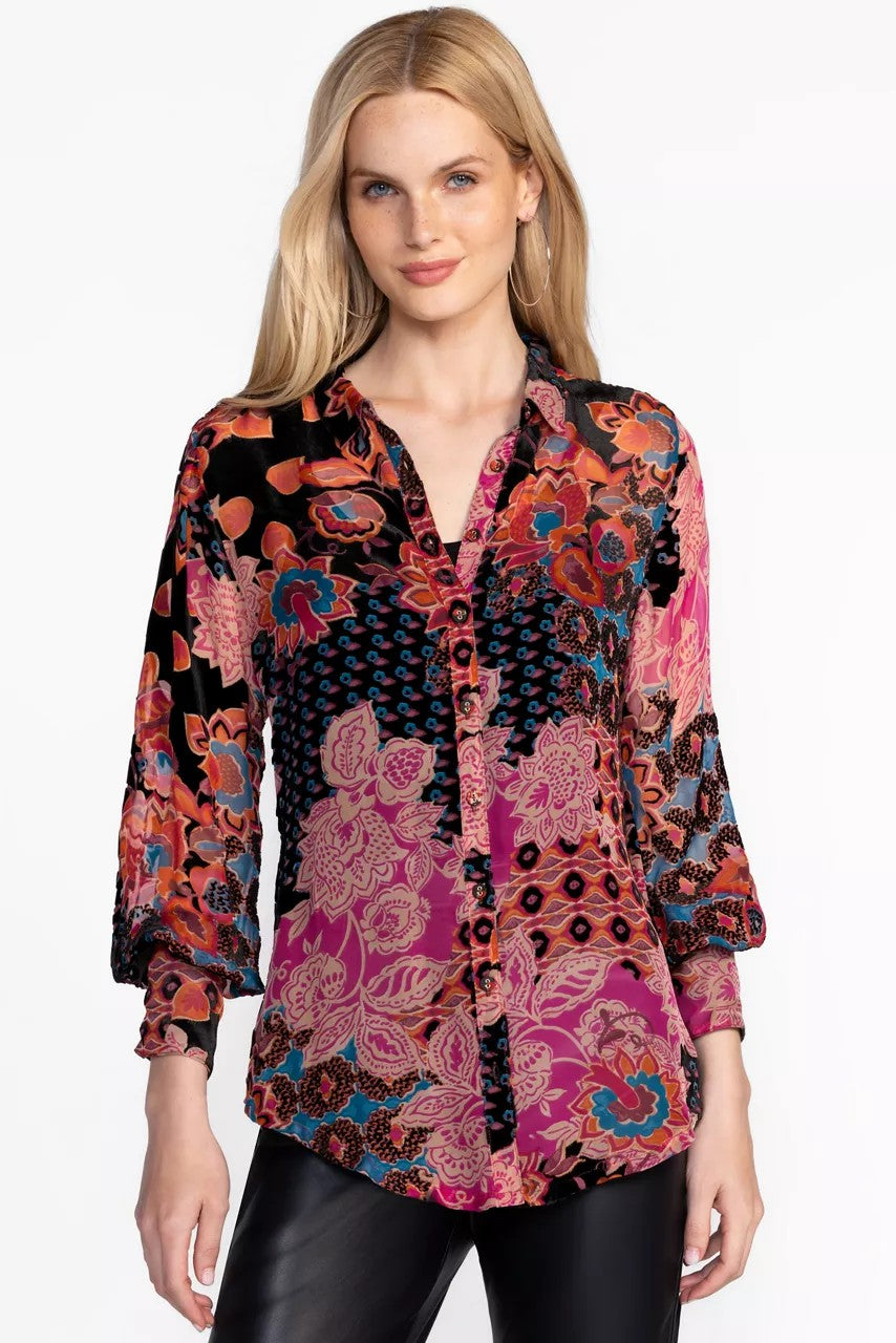YRENE BURNOUT BLOUSE